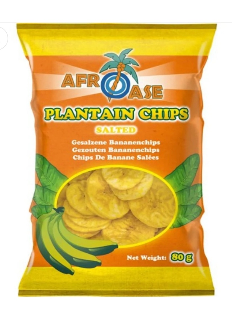 Plantain Chips Salted Afroase 20x80gm
