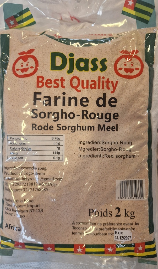 DJASS Togo Farine De Sorgho Rouge 12x2kg.
