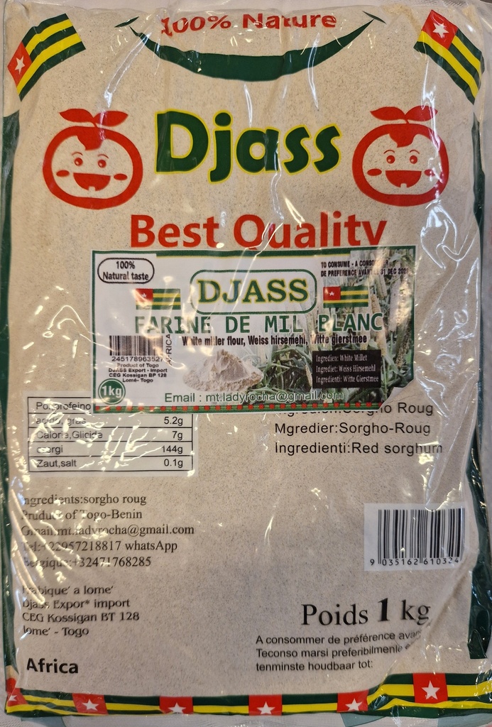DJASS Togo Farine De Mil Blanch 20x1kg.