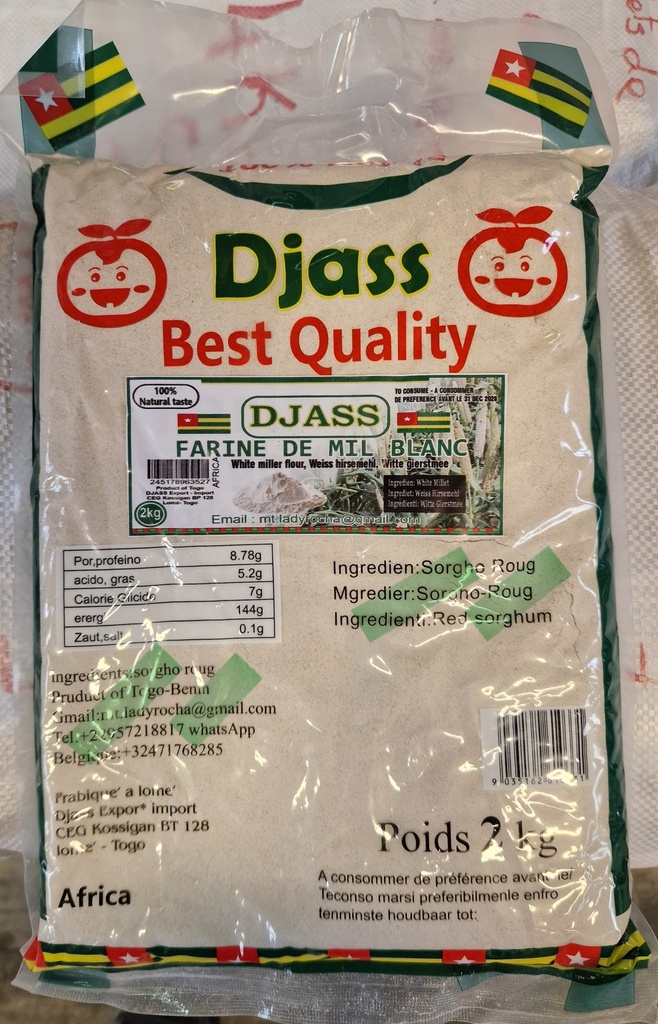 DJASS Togo Farine De Mil Blanch 12x2kg.