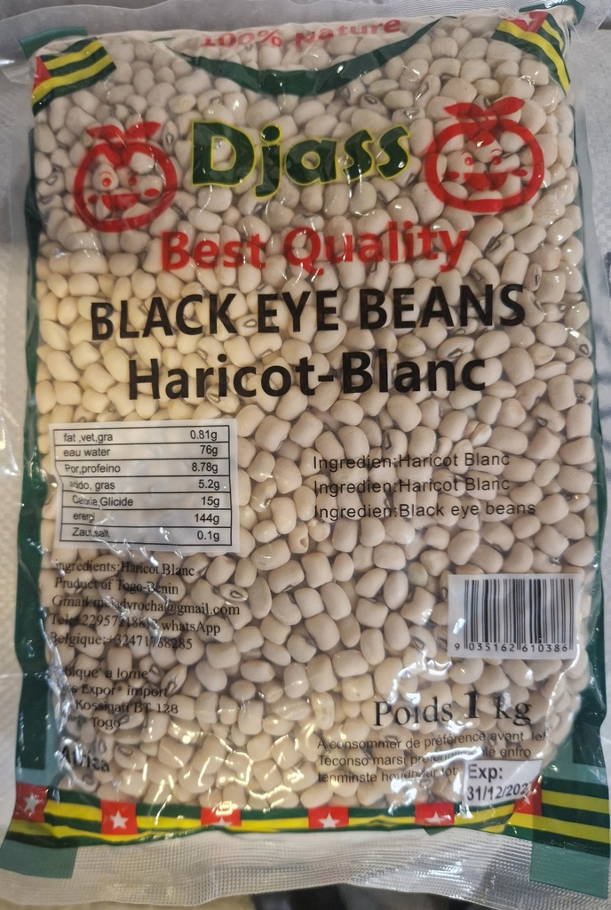 DJASS Nigerian Black Eye Beans (Quick Boiled) Extra Supper Quality 10x1kg. 