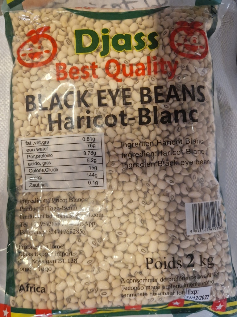 DJASS African  Black Eye Beans Niger 12x2kg.