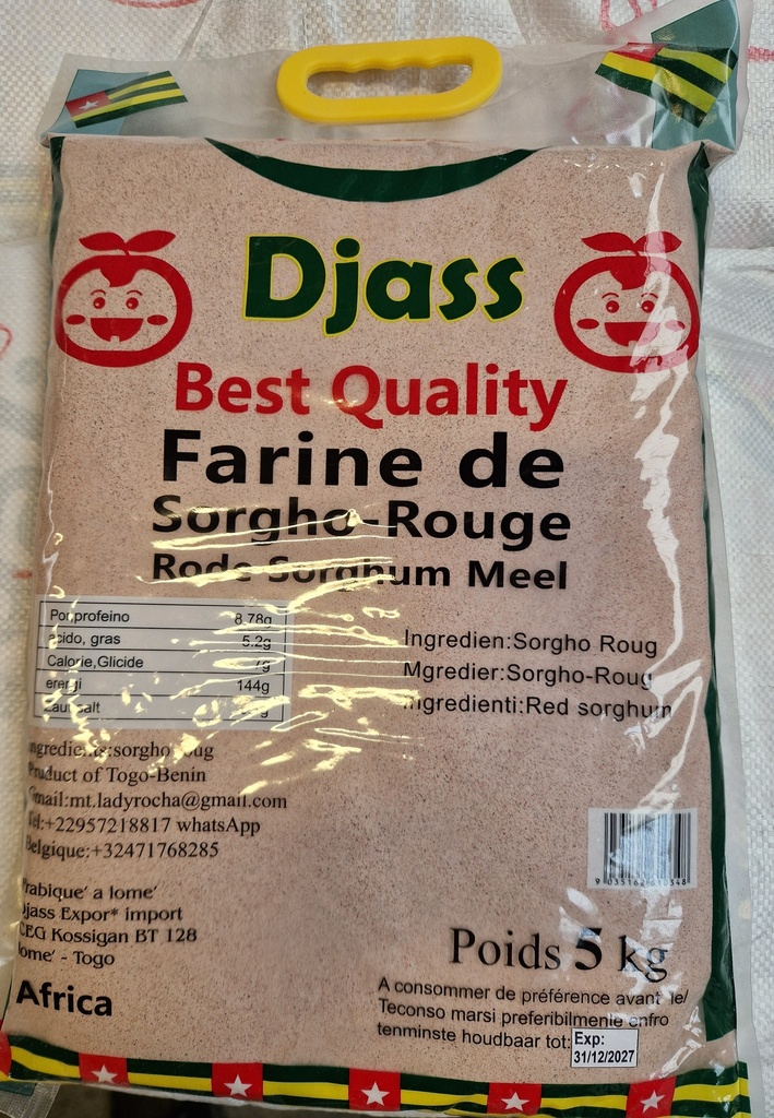 DJASS Togo Farine De Sorgho Rouge 5kg.
