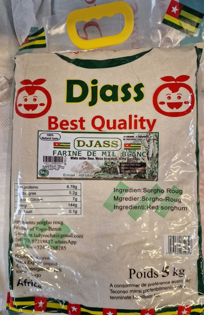 DJASS Togo Farine De Mil Blanc 5kg Bag.