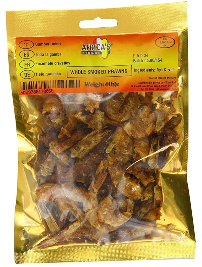 Africa Finest Shrimp/Prawns Whole Smoked 10x40gm.
