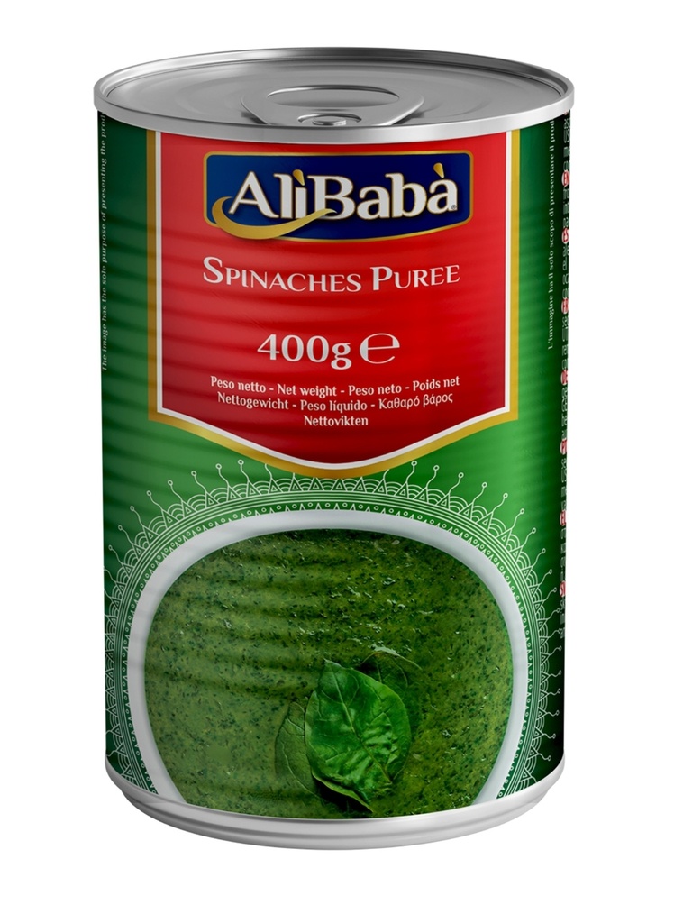 Ali Baba Puree Spinach Canned 12x400gm