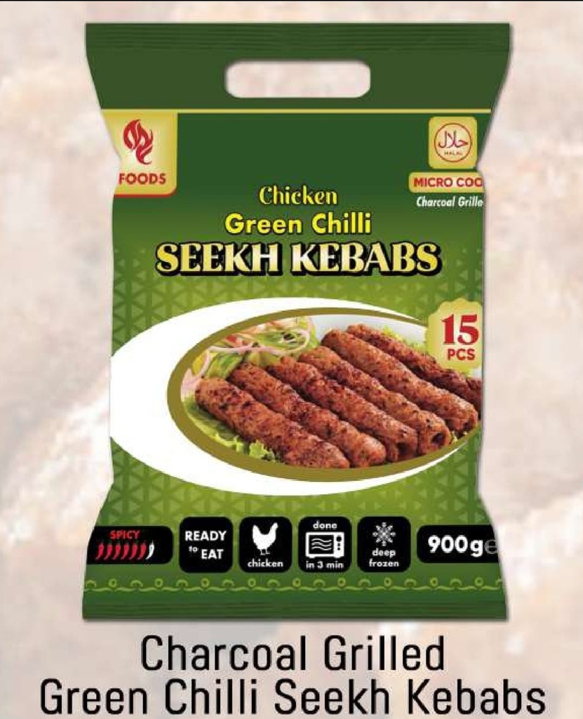 IDEAL Green Chilli Chicken Seekh Kabab 10x15pc.