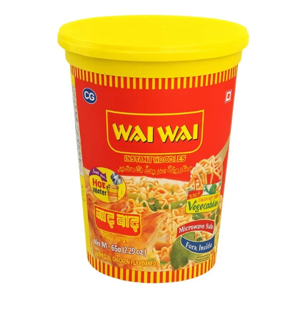 Neapal Wai Wai Chicken Instant Noodles in Cup 24x65gm.