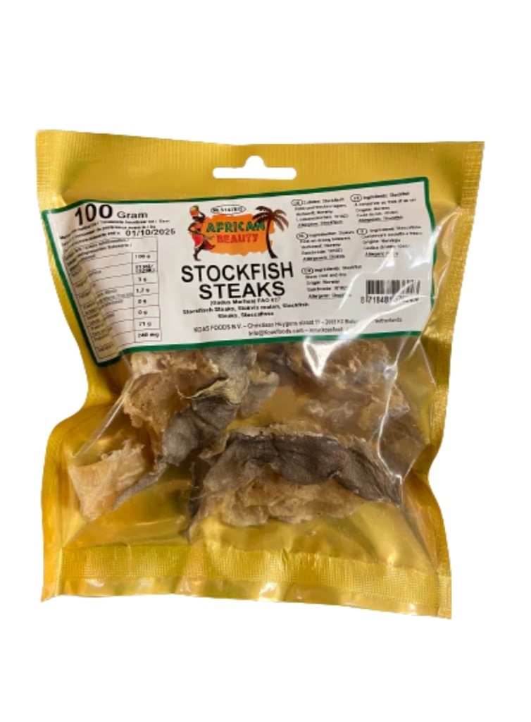 African Beauty Stock Fish Cod Steaks 10x100gm 
