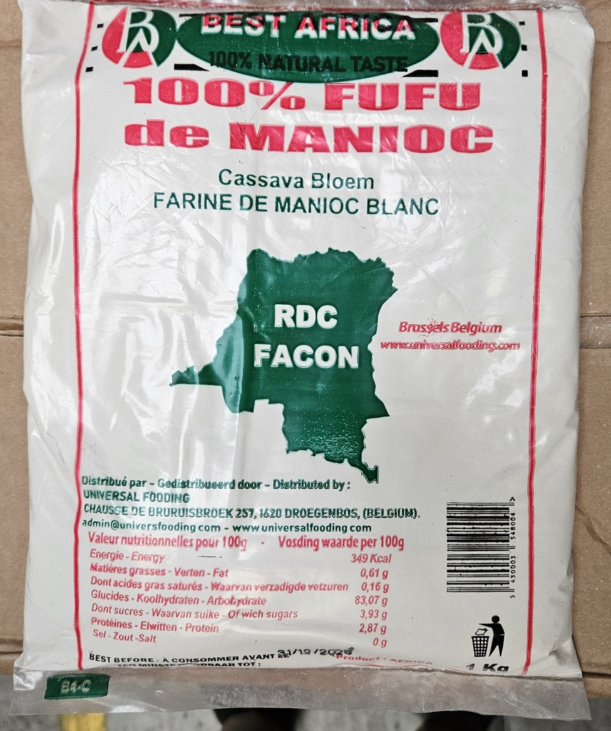 Best Africa RDC (Congo) Fufu Manioc/Cassava 15x1kg.  