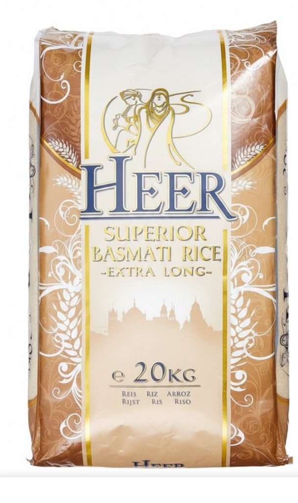 Heer Extra Long White Basmati Rice 20kg.