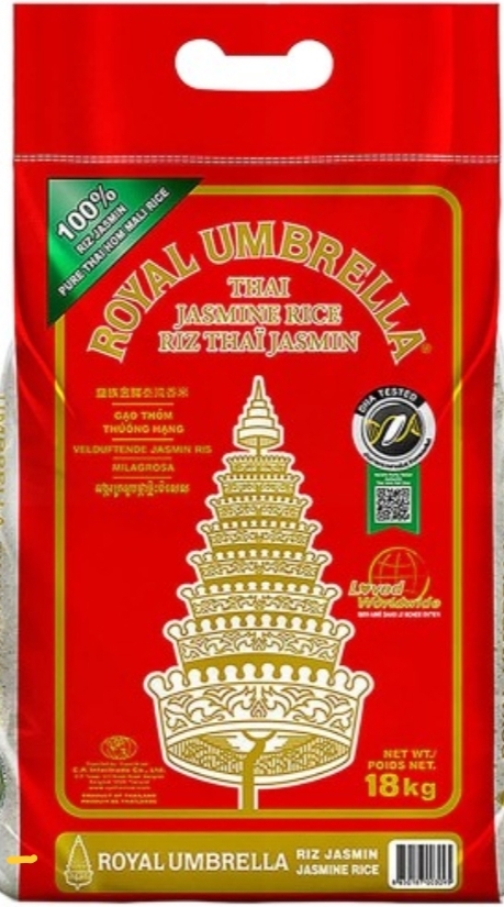 Royal Umbrella Jasmine Long Grain Rice 18kg.NO STOCK