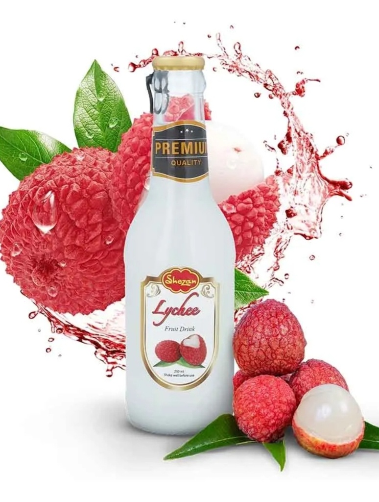 Shezan Lychee Drink in Glass 24x250ml.