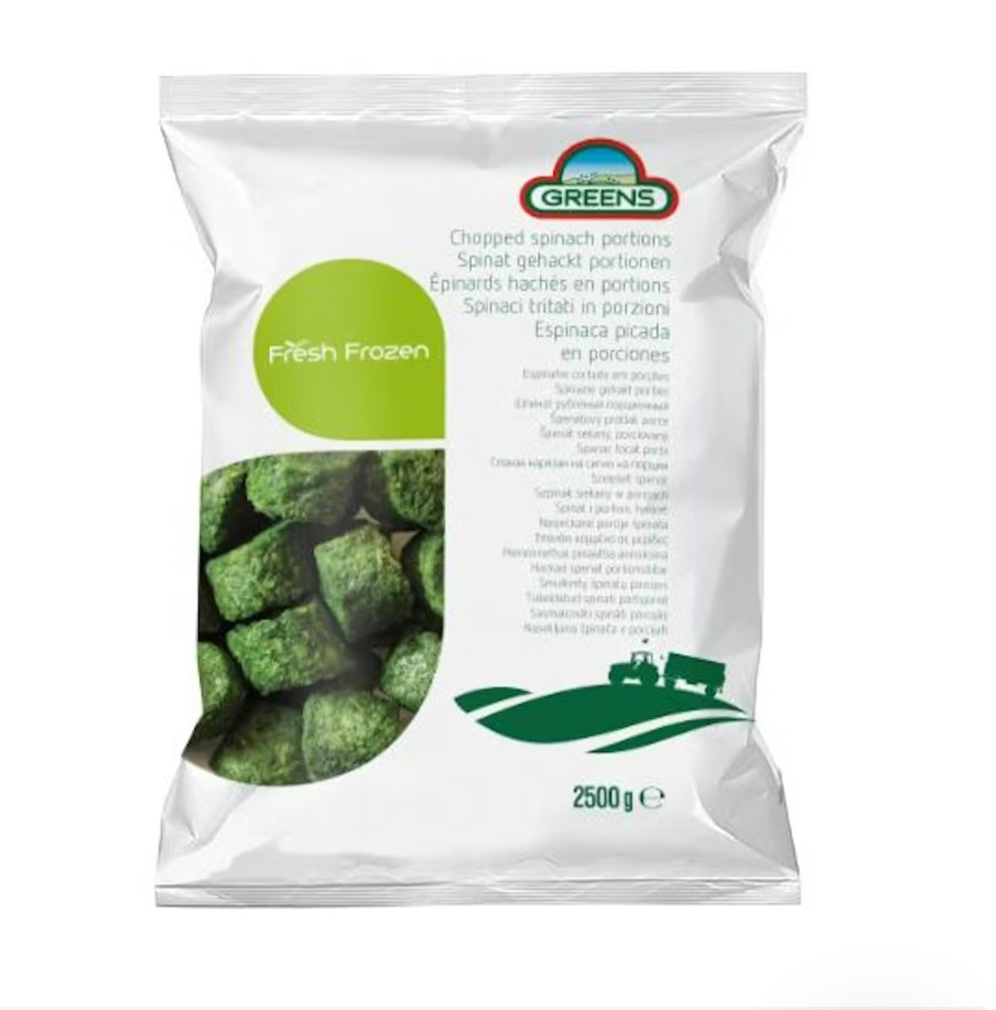Green Spinach Haches Frozen 4x2.5kg. 