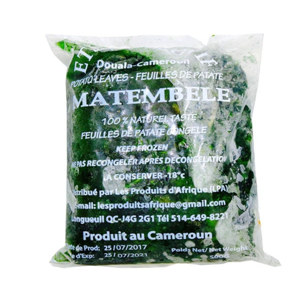 Afroase Matembele / Potato Leaves Frozen Cameron 15x500gm.