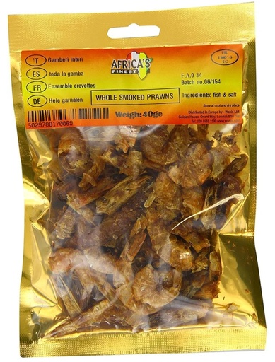 [P01069] Africa Finest Shrimp/Prawns Whole Smoked 10x40gm.