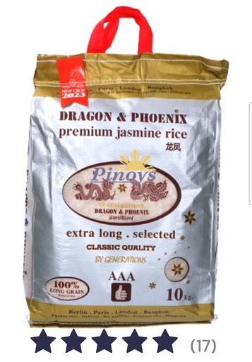 [D11002] Dragon & Phoenix Dragon Longrain Perfume Rice 10kg.  