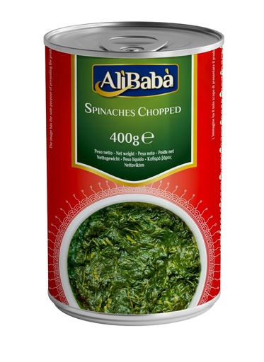Ali Baba Chopped Spinach Canned 12x400gm.