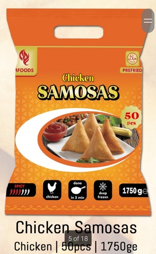 [F10218] MF/Ideal Chicken Samosa (50pcs) x 6 Packets.