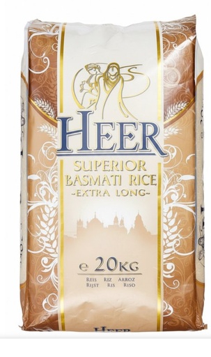 [D11081] Heer Extra Long White Basmati Rice 20kg. 