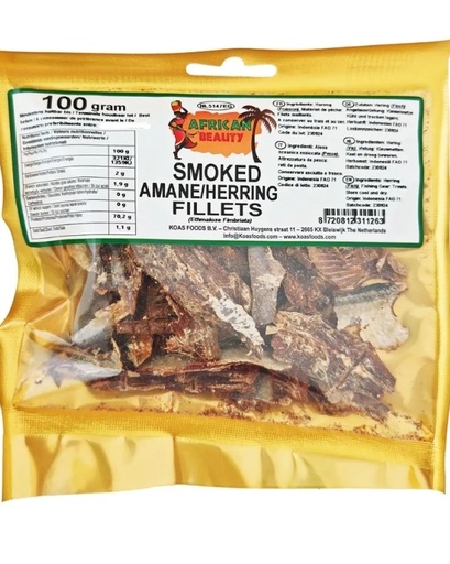 African Beauty Herring Amane Dried Fillets 10x100gm.