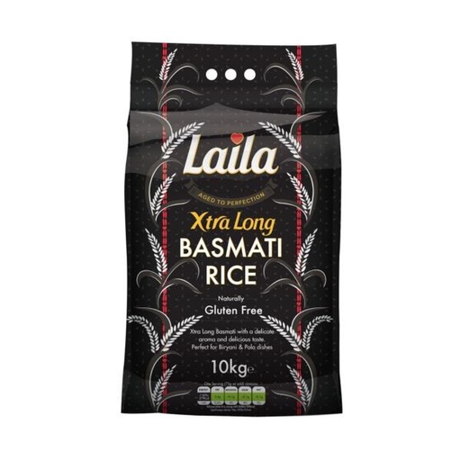 [D11029] Laila Xtra Long Grain Basmati Rice Black 10kg 