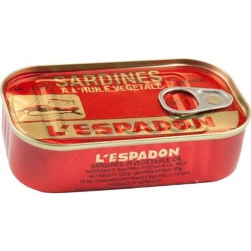 [PPS122] Lespadon Sardienes Vegetable Oil 50x125gm 