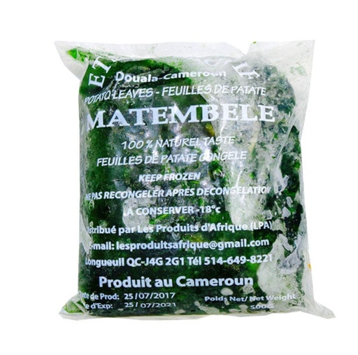 [PSP157] Afroase Matembele / Potato Leaves Frozen Cameron 15x500gm.